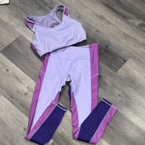 Fabletics Motion 365+ Shiny Purple and Lavender Activewear Set LIKE NEW Small